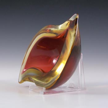 Murano Geode Brown & Amber Sommerso Glass Zig Zag Bowl