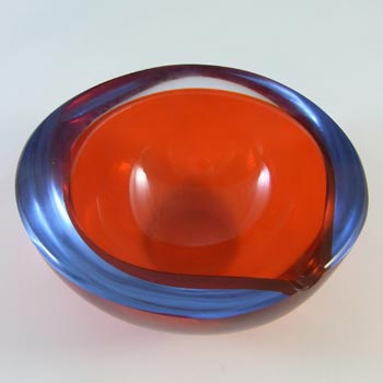 Murano Geode Red & Blue Sommerso Glass Circle Bowl