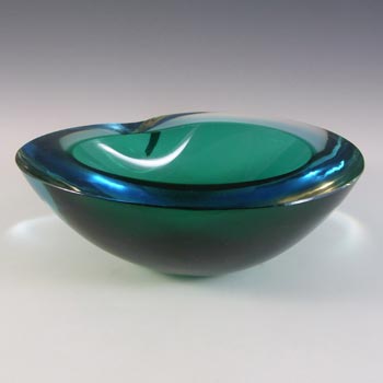 Murano Geode Blue & Green Sommerso Glass Kidney Bowl