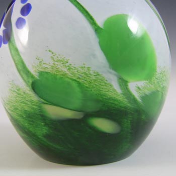 SIGNED & LABELLED Glory Art Glass British Blue & Green Vase