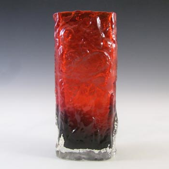 Tajima Japanese Textured Bark Red & Black Cased Glass Vase