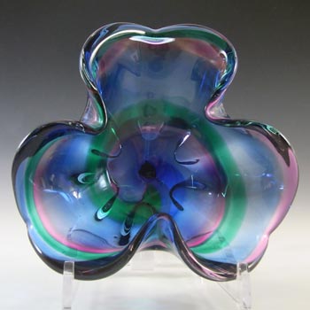 Iwatsu Japanese Multicoloured Cased Glass Bowl, "Best Art Glass" Label