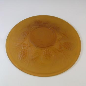 Jobling #5000 Art Deco Frosted Amber Glass Fircone Plate / Dish