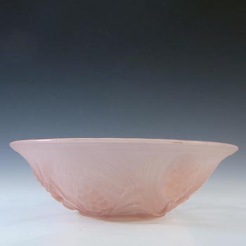 Jobling #5000 Vintage Art Deco Frosted Pink Glass Fircone Bowl