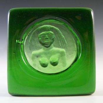 Kosta Boda Green Glass Nude Lady "Eve" Bowl by Erik Hoglund