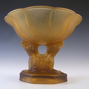 Walther & Sohne Art Deco Amber Glass Nude Lady 'Glasgow' Bowl