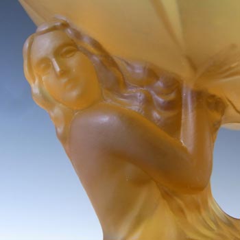 Walther & Söhne Art Deco Amber Glass Nude Lady 'Glasgow' Bowl
