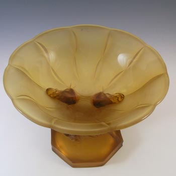 Walther & Söhne Art Deco Amber Glass Nude Lady 'Glasgow' Bowl