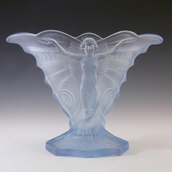 RARE Walther & Söhne Art Deco Blue Glass 'Schmetterling' Butterfly Vase