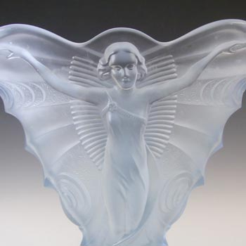 RARE Walther & Söhne Art Deco Blue Glass 'Schmetterling' Butterfly Vase