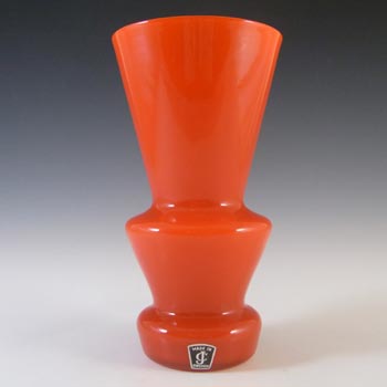 Lindshammar / JC 1970's Swedish Red Hooped Glass Vase