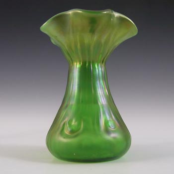 Loetz Art Nouveau Antique Green Glass Creta Rusticana Vase