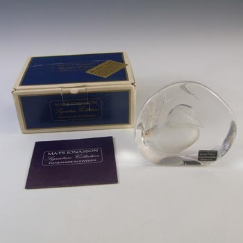 Mats Jonasson #3190 Swedish Glass Duckling Paperweight - Boxed
