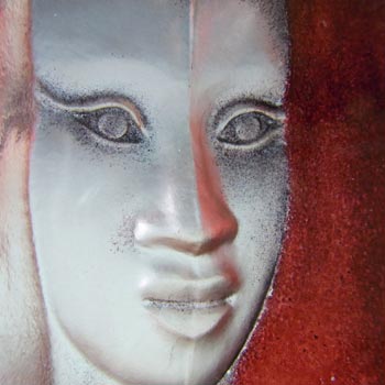 Mats Jonasson #88157 Glass 'Mazzai' Masqot Face Sculpture - Signed