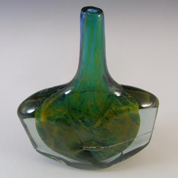 (image for) Mdina 'Blue Summer' Maltese Glass 'Fish' / 'Axe Head' Vase - Signed - Click Image to Close