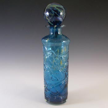 SIGNED Mdina Maltese Blue & Yellow Glass Decorative Bottle/Decanter
