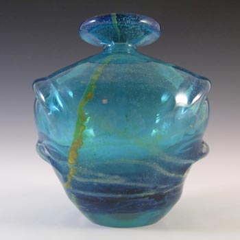 (image for) Mdina 'Blue Summer' Maltese Vintage Glass 'Pulled Ear' Vase - Signed