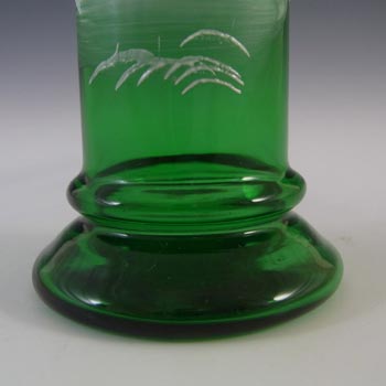 Mary Gregory Bohemian Hand Enamelled Green Glass Vase