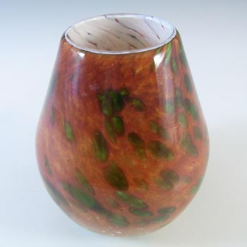 SIGNED Mtarfa Maltese Organic Orange & Green Glass Vase