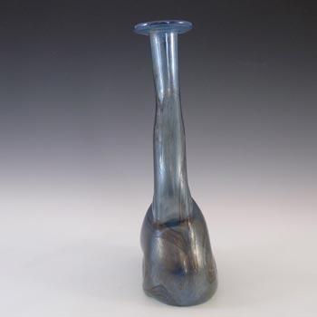 SIGNED Mtarfa Maltese Organic Blue Iridescent Glass Vase
