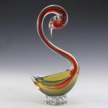 (image for) Murano Red, Amber & Blue Sommerso Glass Swan Figurine