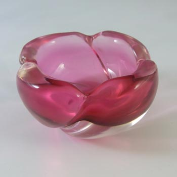 Murano Venetian Vintage Pink Cased Glass Bowl / Ashtray