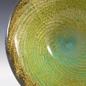 Murano/Venetian Spiral Gold Leaf Green Cased Glass Bowl