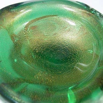 Murano/Venetian Vintage Gold Leaf Green Cased Glass Bowl