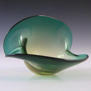 Seguso Dalla Venezia Murano Green Glass Clam Bowl/Vase