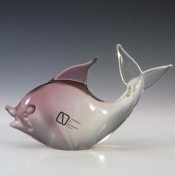SIGNED V. Nason & Co Murano Purple Glass Fish Sculpture