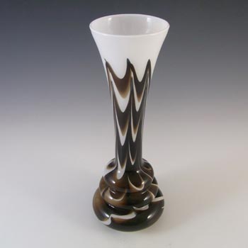 V.B. Opaline Florence Empoli Marbled Brown & White Glass Vase