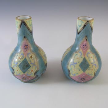 Harrach Victorian Hand Painted/Enamelled 'Moroccan Ware' Glass Vases