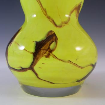 Prachen Vintage Czech Yellow Glass 'Flora' Vase by Frantisek Koudelka