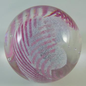 MARKED Caithness Vintage Pink Glass "Chevrons" Paperweight