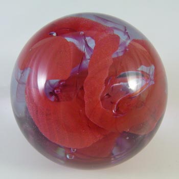 MARKED Caithness Vintage Red Glass "Crucible" Paperweight