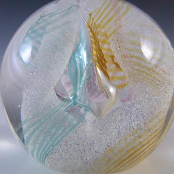 MARKED Caithness Scottish Green & Pink Glass "Daydreams" Paperweight