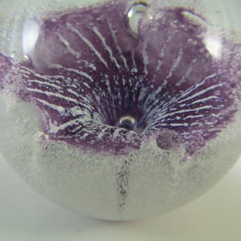 Caithness Vintage Purple Glass "Petunias" Paperweight - Marked