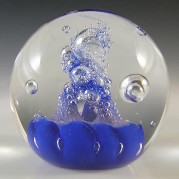 Caithness Vintage Blue Glass \"Tango\" Paperweight - Marked