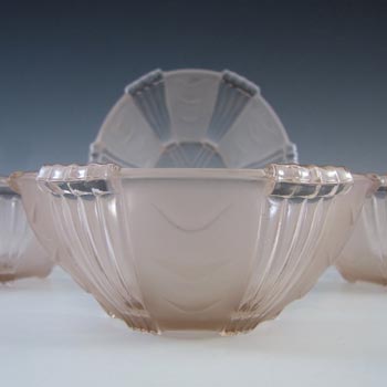 Stölzle Set of 4 Czech Art Deco Pink Glass Bowls #19677