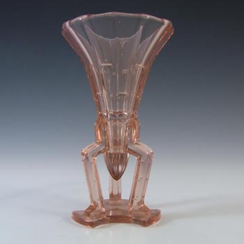 Czech Vintage 1930's Art Deco Pink Glass Rocket Vase
