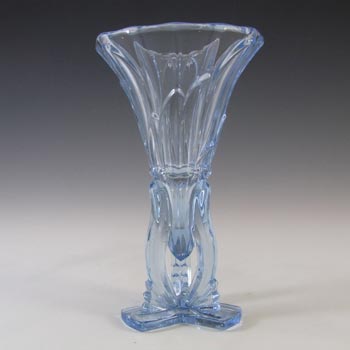 Czech 1930's Vintage 6.5" Art Deco Blue Glass Rocket Vase