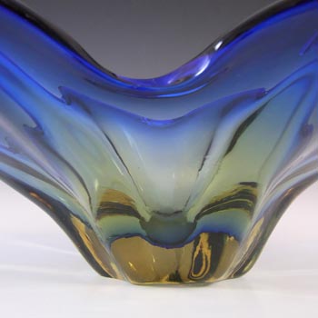 Cristallo Venezia CCC Murano Blue & Amber Sommerso Glass Bowl