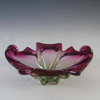 Cristallo Venezia CCC Murano Pink & Green Sommerso Glass Bowl