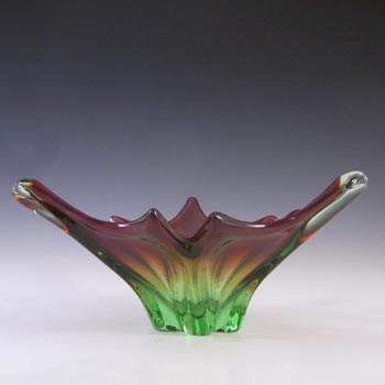 Cristallo Venezia CCC Murano Red & Green Sommerso Glass Bowl