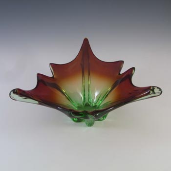 Cristallo Venezia CCC Murano Red & Green Sommerso Glass Bowl