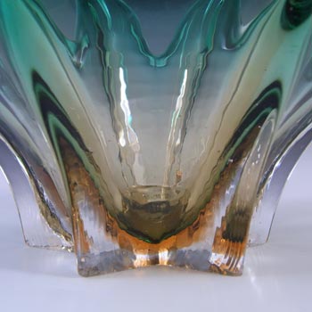 Cristallo Venezia CCC Murano Turquoise & Amber Sommerso Glass Bowl