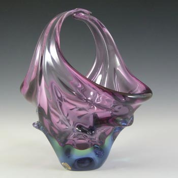 Skrdlovice #6448 Czech Purple & Blue Glass Bowl by Jan Beránek
