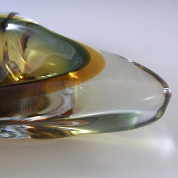 Arte Nuova Murano Green & Amber Sommerso Biomorphic Glass Bowl