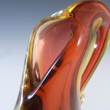 Murano / Venetian Brown & Amber Sommerso Glass Vase