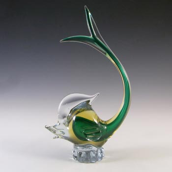 (image for) Murano Vintage Green & Amber Sommerso Glass Fish Figurine